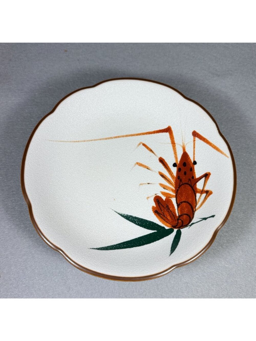 Vintage Lobster Crawfish Small Plates Set of 2 Scalloped Hand Painted Seafood - Picture 4 of 12